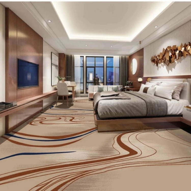 Golden Brown and Blue Wavy Carpet