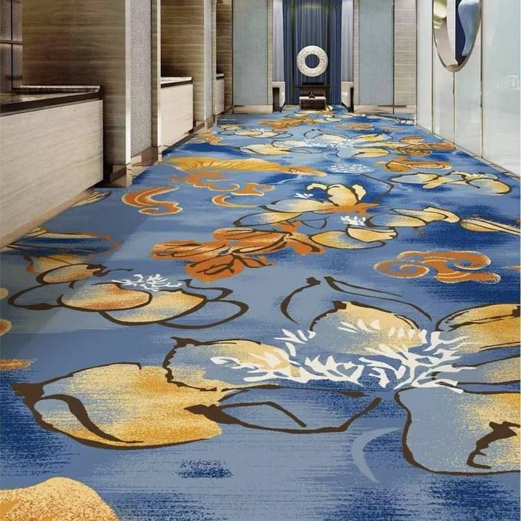 Gorgeous Blue And Gold Printed Carpet Gorgeous Blue And Gold Printed Carpet