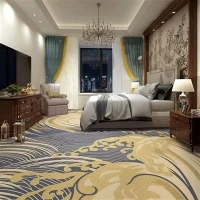 Blue and Gold Wave Patterned Carpet