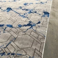 Blue-gray Geometric Printed Carpet