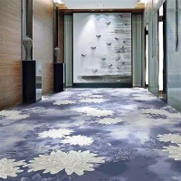 Blue - Toned Peony - Printed Carpet