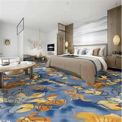 Gorgeous Blue And Gold Printed Carpet