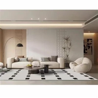 Rectangular Checkered Solid-colored Rug