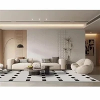 Rectangular Checkered Solid-colored Rug